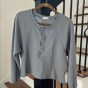 Z Supply Gray Waffle Knit Long Sleeve